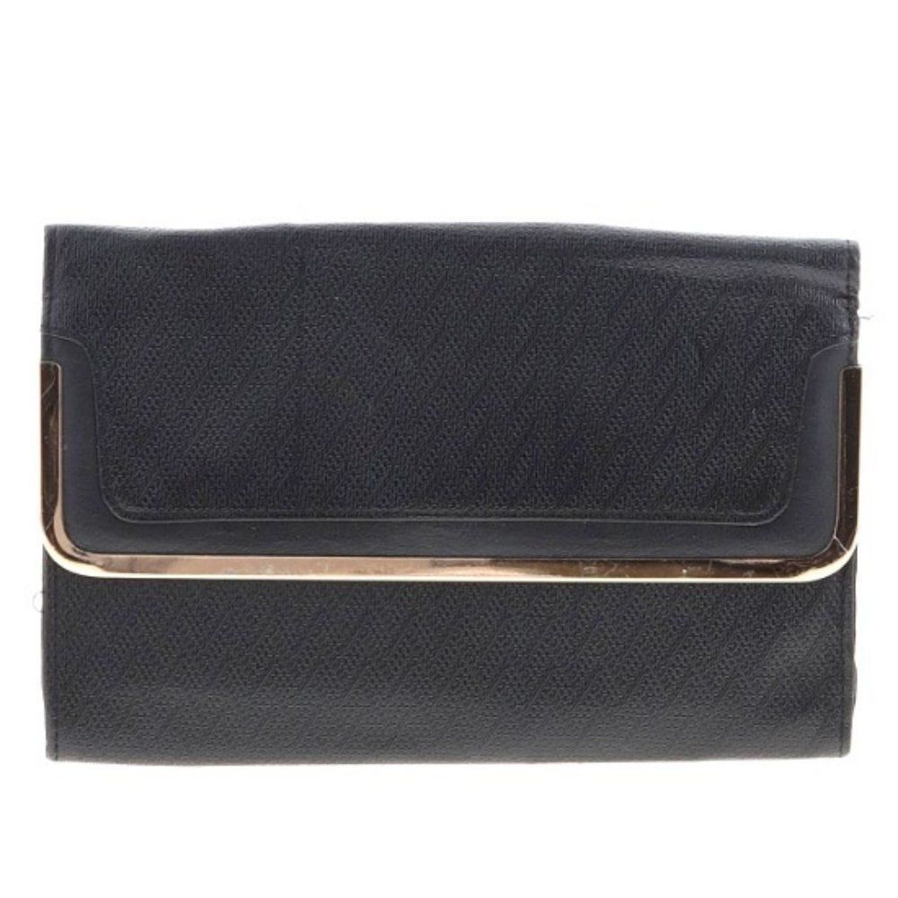 Colette Black Faux Leather Clutch with Goldtone Trim